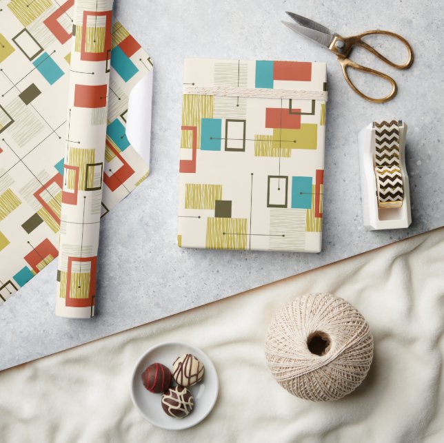 Colourful Mid-Century geometric pattern Wrapping Paper (Crafts)