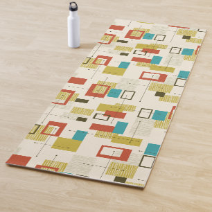 Colourful Mid-Century Geometric Seamless Pattern Yoga Mat