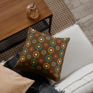 Colourful Mid-Century groovy geometric pattern Cushion