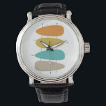 Colourful Mid Century Guitar Picks Watch<br><div class="desc">This fun mid century inspired watch features 4 guitar pick shapes on black lines,  in turquoise,  orange,  tan,  and gold. If you're looking for a style to liven up your wrist - this is it!</div>