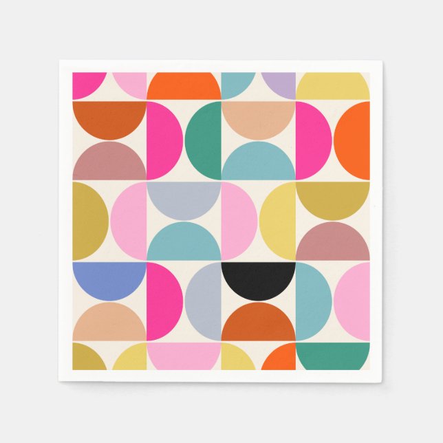 Colourful Mid Century Modern Abstract Pattern Napkin (Front)