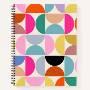 Colourful Mid Century Modern Abstract Pattern Notebook