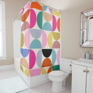 Colourful Mid Century Modern Abstract Pattern Shower Curtain