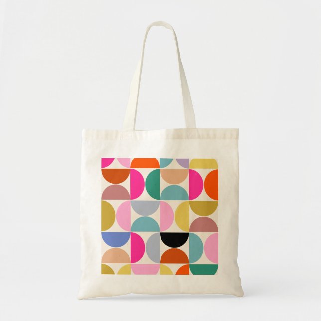 Colourful Mid Century Modern Abstract Pattern Tote Bag (Front)