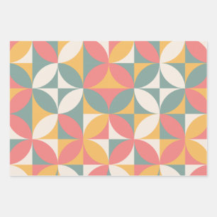 Colourful Mid Century Modern Abstract Pattern Wrapping Paper Sheet