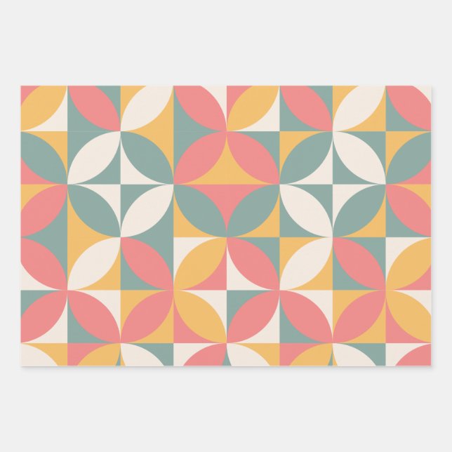 Colourful Mid Century Modern Abstract Pattern  Wrapping Paper Sheet (Front)