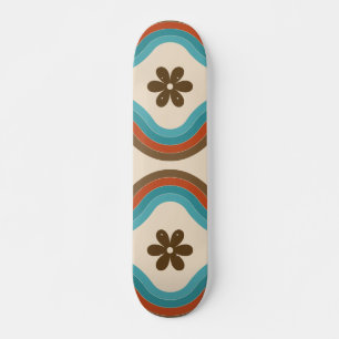 Colourful Mid Century Modern Floral Rainbow Retro  Skateboard