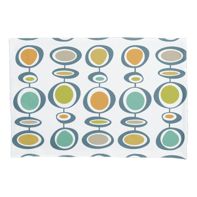 Colourful Mid Century Modern Geometric Circles Pillowcase (Front)