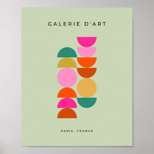 Colourful Mid Century Modern Geometric Green Poster