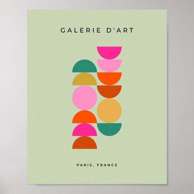 Colourful Mid Century Modern Geometric Green Poster (Front)