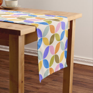 Colourful Mid Century Modern Geometric Pattern Short Table Runner