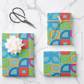 Colourful Mid Century Modern Geometric Wrapping Pa Paper Sheet