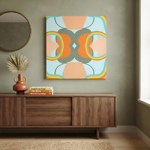 Colourful Mid-Century Modern Retro 70s Abstract Canvas Print