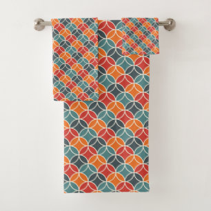 Colourful Mid-Century Modern Style Pattern Bath Towel Set