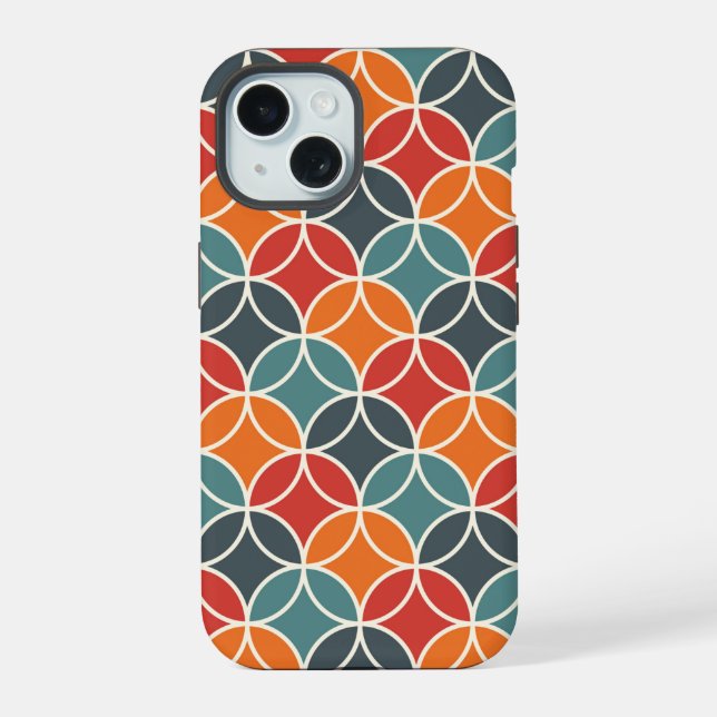 Colourful Mid-Century Modern Style Pattern iPhone 15 Case (Back)
