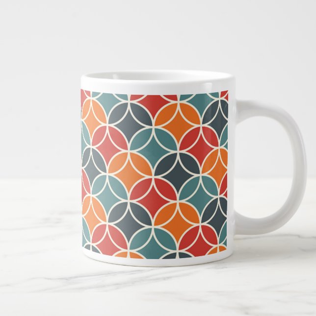 Colourful Mid-Century Modern Style Pattern Large Coffee Mug (Right)