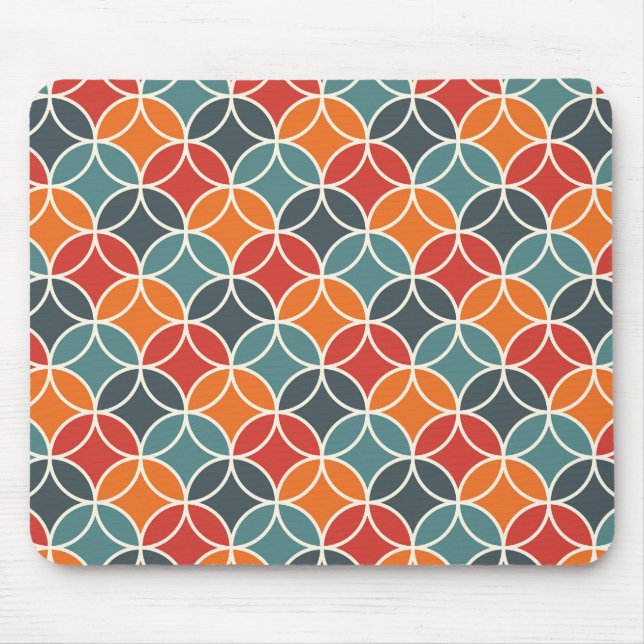 Colourful Mid-Century Modern Style Pattern Mouse Mat (Front)