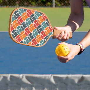 Colourful Mid-Century Modern Style Pattern Pickleball Paddle