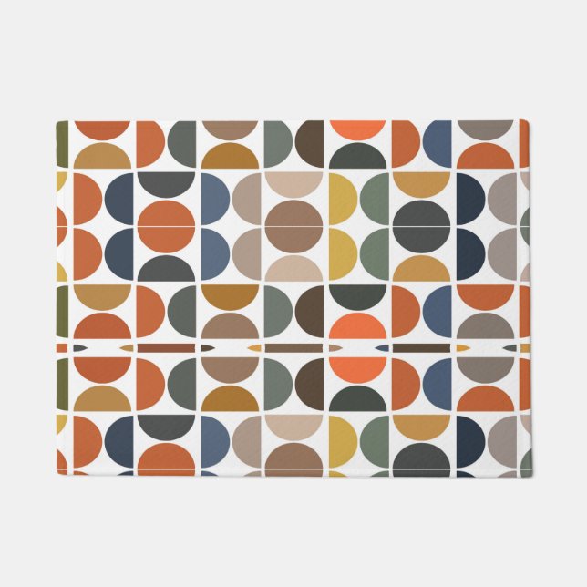 Colourful Mid-Century Retro Geometric     Doormat (Front)