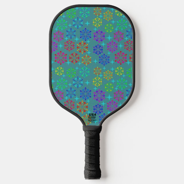 Colourful Mid Century Retro Pattern Art Design Pickleball Paddle (Front)