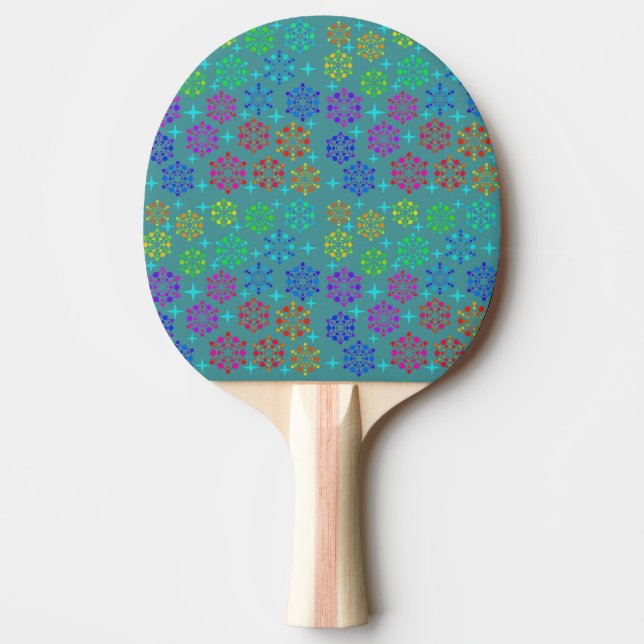Colourful Mid Century Retro Pattern Art Design Ping Pong Paddle (Front)