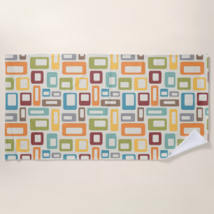 Colourful Mid Century style shapes Beach Towel