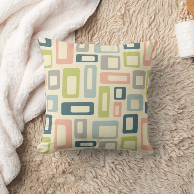 Colourful Mid Century style shapes Cushion (Blanket)
