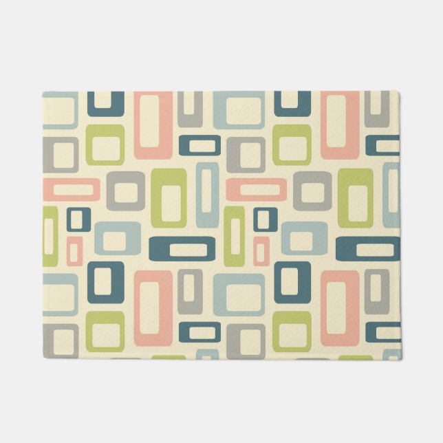 Colourful Mid Century style shapes Doormat (Front)