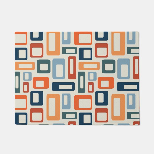 Colourful Mid Century style shapes Doormat (Front)