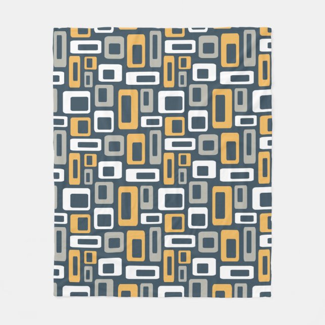 Colourful Mid Century style shapes Fleece Blanket (Front)