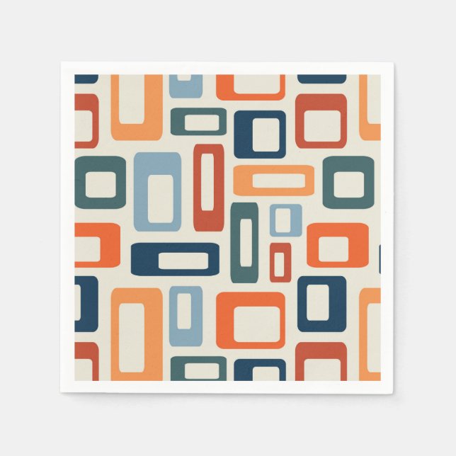 Colourful Mid Century style shapes Napkin (Front)