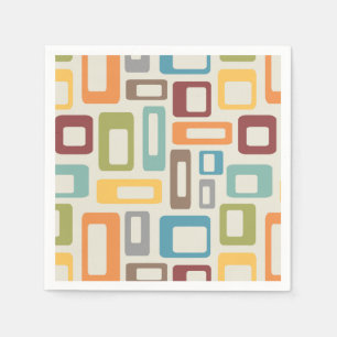 Colourful Mid Century style shapes Napkin