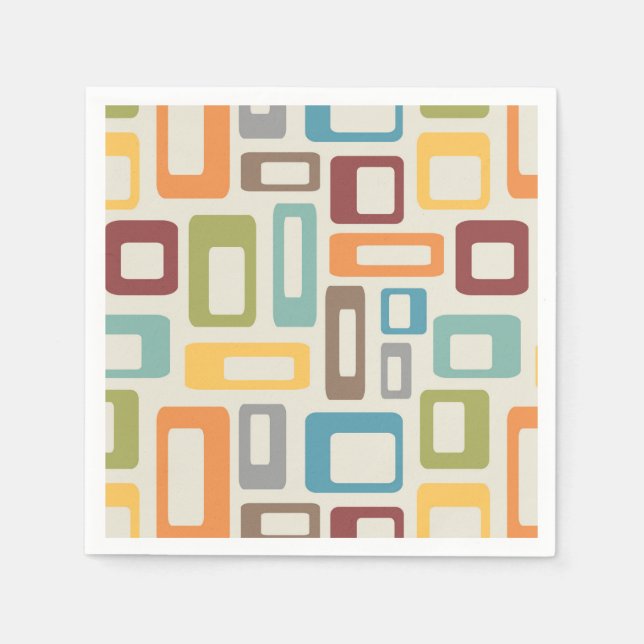 Colourful Mid Century style shapes Napkin (Front)