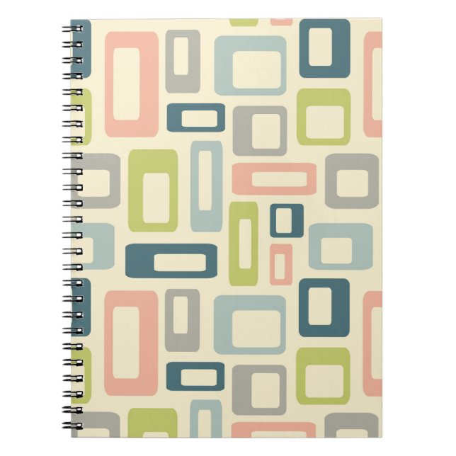 Colourful Mid Century style shapes Notebook (Front)