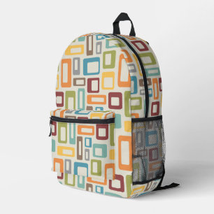 Colourful Mid Century style shapes Printed Backpack