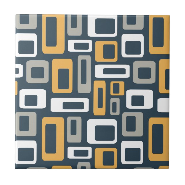 Colourful Mid Century style shapes Tile (Front)