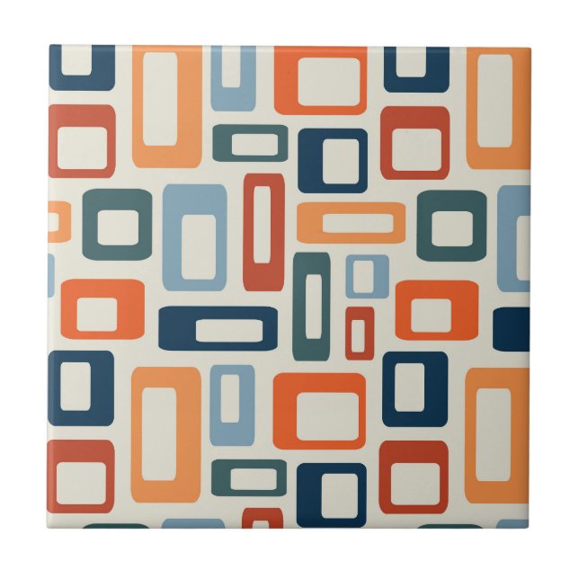 Colourful Mid Century style shapes Tile (Front)