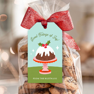 Colourful Midcentury Plum Pudding Christmas Cake Gift Tags