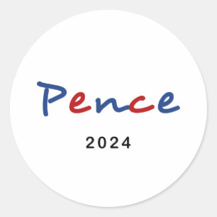 Colourful Mike Pence 2024 Script Text Classic Round Sticker