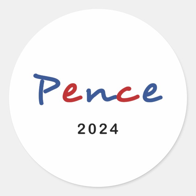 Colourful Mike Pence 2024 Script Text Classic Round Sticker (Front)