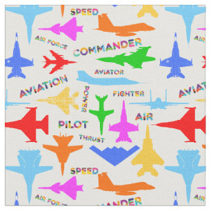 Colourful Military Aviation Aircrafts Fabric