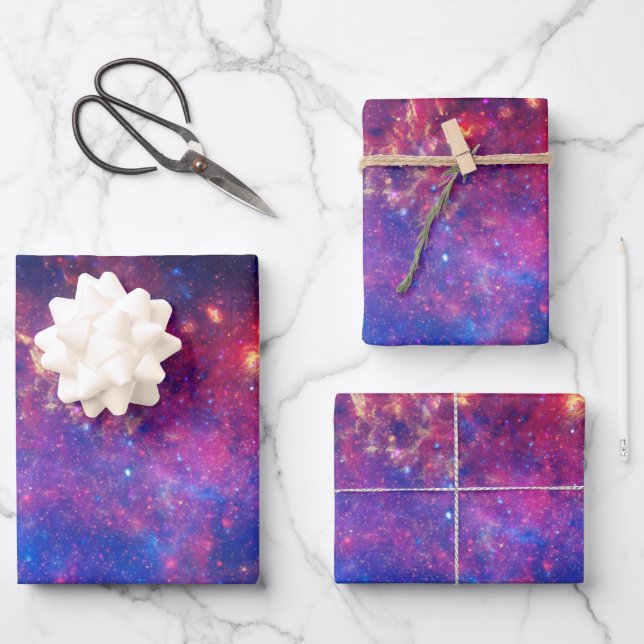 Colourful Milky Way Galaxy Wrapping Paper Sheet (Front)