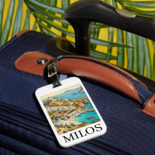 Colourful Milos Greece Aegean Sea Travel Luggage Tag