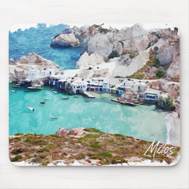 Colourful Milos Greece Panorama View Mouse Mat (Front)