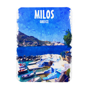 Colourful Milos Greece Travel Art Magnet
