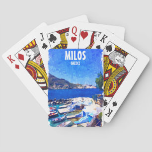 Colourful Milos Greece Travel Art Playing Cards