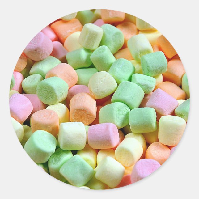 Colourful miniature marshmallow print classic round sticker (Front)