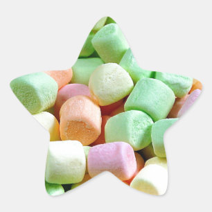 Colourful miniature marshmallow print star sticker