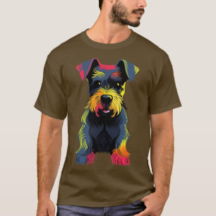 Colourful Miniature Schnauzer Art Puppy Dog T-Shirt