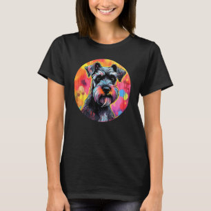 Colourful Miniature Schnauzer Dog Dad Mom Graffity T-Shirt